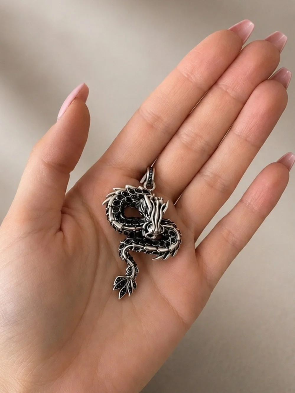 THOMAS SABO Blackened Sterling Silver Dragon Pendant Gothic Luxury Rare